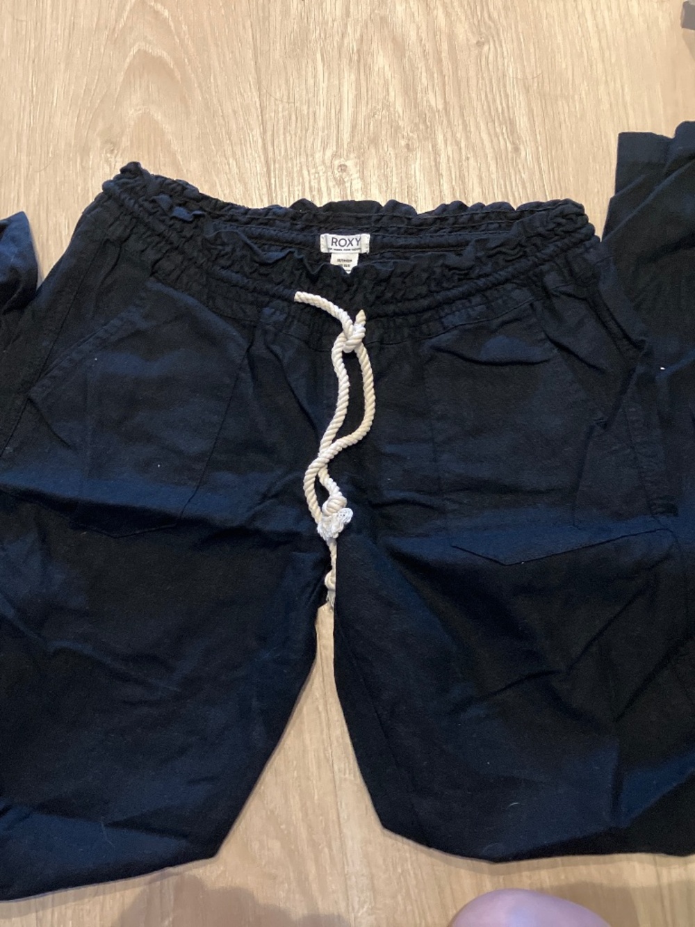 Roxy black casual linen beach pants